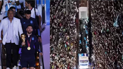 Messi returned home with the World Cup trophy